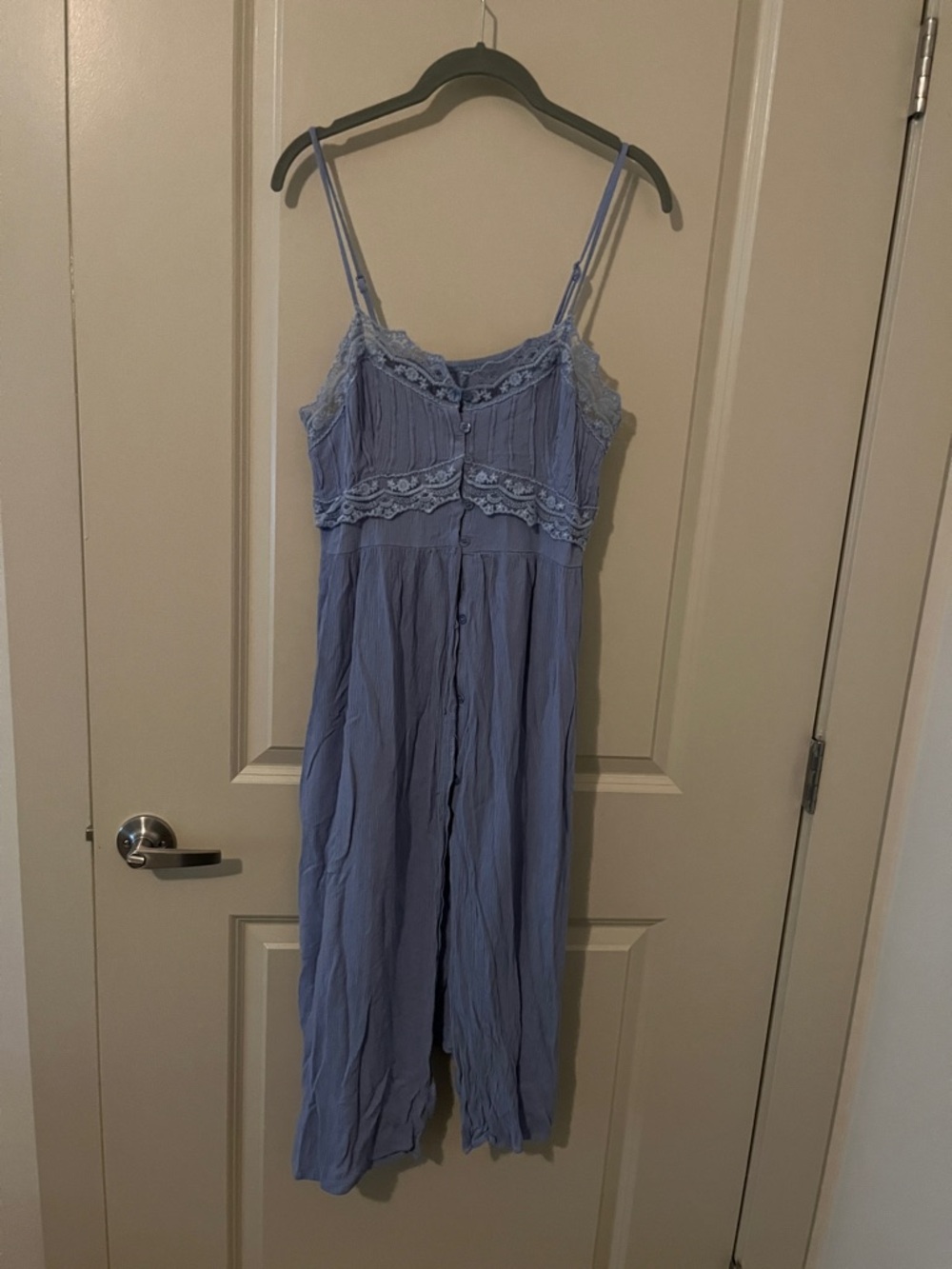 Light Blue Lace-Trim whimsical Midi fairy romantic cottagecore dress layer